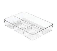 iDesign Organizer trucchi, Porta trucchi con superficie strutturata in plastica con 4 scomparti, Portatrucchi organizzatore funzionale, trasparente