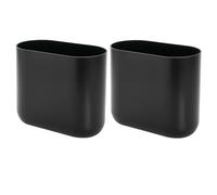 iDesign - Pattumiera ovale piccola in plastica, ideale per bagno, camera da letto o ufficio, set di 2 bidoni dei rifiuti, colore nero