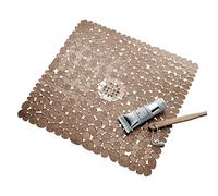 iDesign Pebblz - Tappetino antiscivolo in plastica per doccia, vasca da bagno, stalla, 55,9 x 55,9 cm, colore: Marrone ambrato