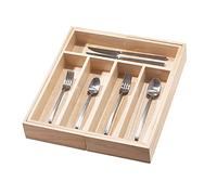 iDesign Porta posate da tavola e cassetti, Porta posate per cassetto regolabile in legno di Paulownia, Organizer cassetti cucina per posate, accessori e utensili da cucina, beige