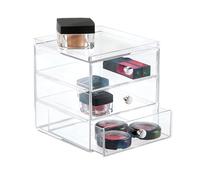 iDesign Porta trucchi con 3 cassetti, Mini cassettiera per make up, cosmetici e gioielli, Organizzatore trucchi impilabile in plastica, trasparente
