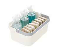 iDesign Porta Trucchi con Manico, Organizer Trucchi per Il Bagno in plastica Riciclata Senza BPA, Organizer Trucchi cassetti Adatto Anche ad Altri Accessori, Grigio Chiaro/Bianco