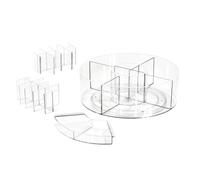 iDesign The Collection Porta, Portaoggetti Bagno Personalizzabile per Makeup della Collezione Firmata da Sarah Tanno, Organizzatore Girevole in plastica per Trucchi, Trasparente, 19,6 x 19,6 x 9,4 cm