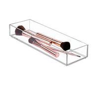 iDesign Porta trucchi, Separatore cassetti di misura media impilabile per cosmetici o cancelleria, Portaoggetti bagno cucina o ufficio in plastica, trasparente