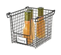 iDesign portaoggetti, Piccolo Metallo, Bagno, Ufficio, Cesto Cucina impilabile con Manici per Cosmetici, cancelleria, ECC, Nero