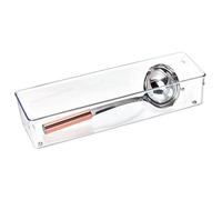 iDesign Portaposate cassetto, Organizer cassetti in plastica lungo, Separatori cassetti ideali per posate e altri utensili da cucina, trasparente