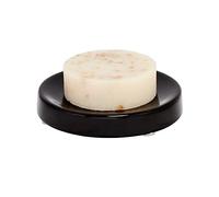 iDesign Portasapone in ceramica, Porta sapone tondo in ceramica con piedini antiscivolo, Pratici accessori bagno per lavabo e lavandino, nero opaco