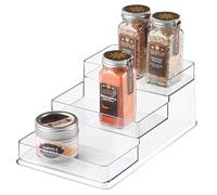 iDesign Portaspezie cucina, Porta spezie di media grandezza con 3 ripiani in plastica, Organizer cucina ideale per i barattoli di spezie e odori, trasparente