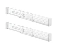 iDesign Separatore cassetti regolabile, Divisore cassetti cucina in plastica, Pratico set da 2 organizer cassetti adatto ai cassetti profondi, trasparente