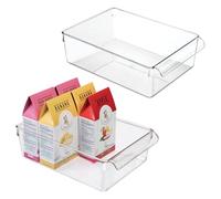iDesign - Set di 2 contenitori per frigorifero con manico, vassoio per formaggi e snack, trasparente