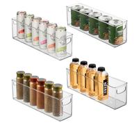 iDesign Set di 4 contenitori in plastica riciclata per dispensa e cucina, congelatore e frigorifero, con manici facili da impugnare, trasparenti