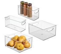 iDesign Set di 4 contenitori organizer in plastica riciclata al 50% per l'organizzazione della dispensa e dell'armadio, Made in USA, Set di 4 contenitori in 2 dimensioni, trasparenti