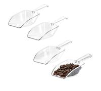 iDesign Set utensili cucina, Sessola alimentare grande da un terzo di tazza, Set da 4 cucchiaio dosatore in plastica per farina, spezie e altri alimenti, trasparente