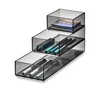 iDesign Signature Series Porta Trucchi, Organizer cassetto Stack And Slide della Collezione Firmata da Sarah Tanno, Portatrucchi organizzatore Bagno in plastica, Grigio, 30,3 x 9,9 x 5,1 cm