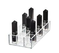 iDesign The Collection, Portaoggetti Bagno per 18 Collezione Firmata da Sarah Tanno, Porta Trucchi in plastica Ideale per Rossetti, smalti e Lipgloss, Trasparente, 20,2 x 10 x 5 cm