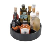 iDesign The Home Edit Contenitore girevole Lazy Susan da 30,5 cm con divisorio rimovibile, legno paulonia nero