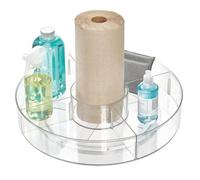 iDesign The Home Edit Contenitore girevole Lazy Susan da 47,7 cm con 4 scomparti, plastica riciclata trasparente