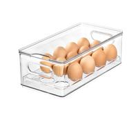 iDesign The Home Edit Contenitore per uova con coperchio in plastica riciclata trasparente con capacità di 15 uova