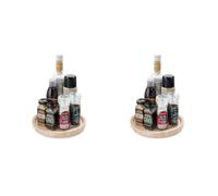 iDesign The Home Edit Piatto girevole Lazy Susan da 22,9 cm con bordo rialzato, legno paulonia naturale (Confezione da 2)