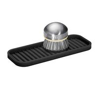 iDesign Vassoio in silicone per lavello da cucina per spugne, scrubber, sapone, supporto per cucchiaio da cucina, nero, 22,9 x 8,9 x 12,7 cm