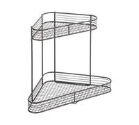 iDesign Vienna Organizer angolare, Pratico scaffale Bagno in Metallo con 2 Ripiani Ideale Come Porta Cosmetici e flaconi, Nero Opaco, 22,9 cm x 15,5 cm x 26,7 cm