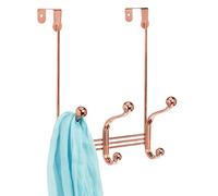 iDesign York - Organizer da porta in metallo, con 3 ganci, per camera da letto, armadio, bagno, 10,2 x 21,1 x 27,9 cm, oro rosa