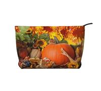 IDETECTOR Borsa da trucco in velluto a coste con stampa a cuori colorati arcobaleno Gay Pride borsa portatile da viaggio borsa per cosmetici, Giorno del Ringraziamento Zucca, Taglia unica