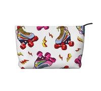 IDETECTOR Borsa da trucco in velluto a coste con stampa a cuori colorati arcobaleno Gay Pride borsa portatile da viaggio borsa per cosmetici, Stampa pattini a rotelle a colori, Taglia unica