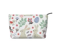 IDETECTOR Borsa da trucco in velluto a coste stampata con fiori bianchi e neri, Fiori Bunnies Birds, Taglia unica