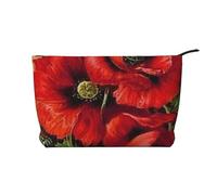 IDETECTOR Hardwoods verde camo stampato velluto a coste trucco borsa portatile viaggio cosmetico borsa di immagazzinaggio, Bellissimo fiore di papavero rosso., Taglia unica