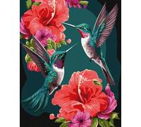 Ideyka Dipingere con i numeri, colibrì color smeraldo con colori metallici Extra ©art_selena_ua 40 x 50 cm, con cornice in legno