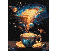 IDEYKA Dipingere con i numeri - Space Tea Party con colori metallici ©art_selena_ua 40 x 50 cm, con cornice in legno