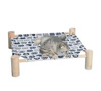 Idezek Letto di Raffreddamento Rialzato in Legno per Gatti e Cani - Amaca Rinfrescante da Interno per L'Estate, Mobili per Culle