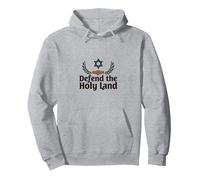 IDF Difendi la Terra Santa Sostegno Patriottico Israele Felpa con Cappuccio, Unisex per Adulti, Grigio Melange, XXL