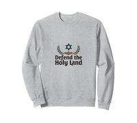 IDF Difendi la Terra Santa Sostegno Patriottico Israele Felpa, Unisex per Adulti, Grigio Melange, XXL