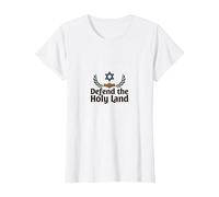 IDF Difendi la Terra Santa Sostegno Patriottico Israele Maglietta, Donna, Bianco, XL
