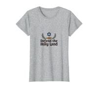 IDF Difendi la Terra Santa Sostegno Patriottico Israele Maglietta, Donna, Grigio Melange, XXL
