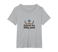 IDF Difendi la Terra Santa Sostegno Patriottico Israele Maglietta, Donna Plus-Size, Grigio Melange, 4X