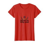 IDF Difendi la Terra Santa Sostegno Patriottico Israele Maglietta, Donna, Rosso, 3XL
