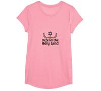 IDF Difendi la Terra Santa Sostegno Patriottico Israele Maglietta, Ragazze, Rosa, L
