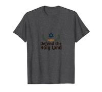 IDF Difendi la Terra Santa Sostegno Patriottico Israele Maglietta, Uomo, Grigio Scuro, 3XL