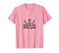 IDF Difendi la Terra Santa Sostegno Patriottico Israele Maglietta, Uomo, Rosa, L