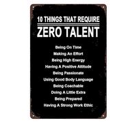 IDGTTLDF 10 Rules for Success Metal Sign Vintage Retro Tin Wall-Art Zero Talent Required Motivational Quote for Office or Home Office 8 X 12 inch