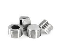 IDGTTLDF 1pc BSPT/BSPP/NPT Male Thread 304 Stainless Steel Hex Socket End cap Inner Hexagon Oil Water Pipe Fitting(NPT Thread,3I8 inch)