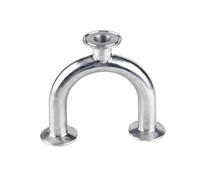 IDGTTLDF 1PCS 3/4” 1-1/2” 2” Pipe OD 19mm/38mm/51mm U Shape 3 Way 304 Stainless Steel Ferrule OD 1.5” 2” Pipe Fittings Tri Clamp(45mmxFerrule 64mm)