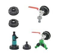 IDGTTLDF 1pcs IBC Tank Tap S60*6 Coarse Thread to 1/2'' 3/4'' 1" Water Connector Replacement Valve Fitting(Blue)