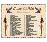 IDGTTLDF Ancient Egyptian Wisdom Art: The Divine Laws of Goddess Maat - 42 Principles Hieroglyphic Style Poster for Philosophy, Meditation Room Unframed,08x12inch(20x30cm)