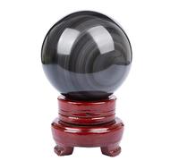 IDGTTLDF Beautiful Silver Obsidian Crystal Ball Lucky Stone,obsidian-6cm