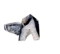 IDGTTLDF Black Agate Crystal Cave Column Ornaments Irregular Shape Ore Single Pointed Quadrangular Prism Home Demagnetization Decorative,100~200g