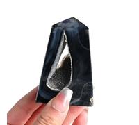 IDGTTLDF Black Agate Crystal Cave Column Raw Stone Ore Single Pointed Four Prism Home Demagnetization Ornaments,50~100g
